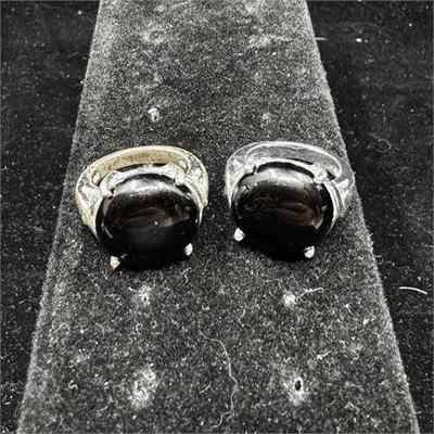 Lot 009   0 Bid(s)
Pair of Black Agate Thai Sterling Silver Rings Size 6.5