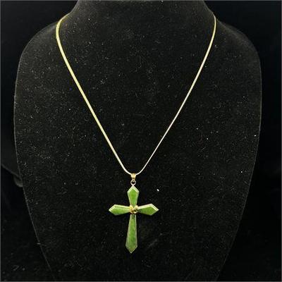 Lot 030-056   0 Bid(s)
Gold Plated Silver Faceted Jade Crucifix Necklace