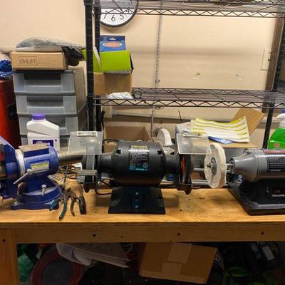 vice, grinder, table saw, compressor, and more