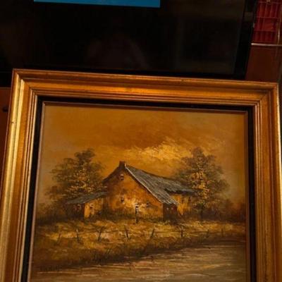 Rustic Signed Oil Painting Gilded frame