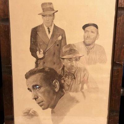 Vtg Humphrey Bogart Print on wood $7