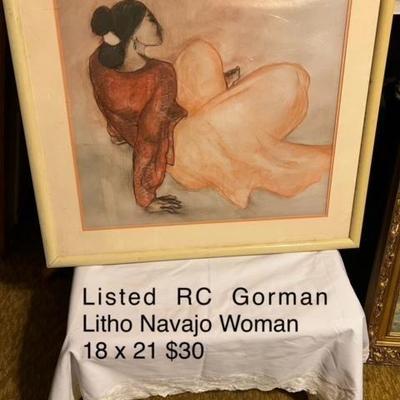 Listed Artist RC Gorman 
Navajo Lithograph with Cert Of Authenticity