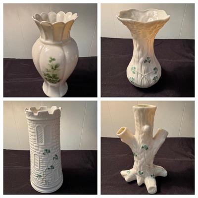 Vases, some Belleek