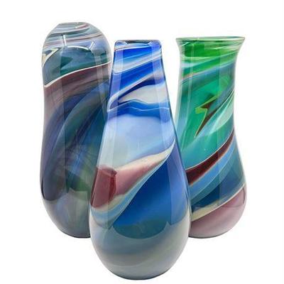 Lot 245   
Art Glass Signed Collection of Three (3) Vases