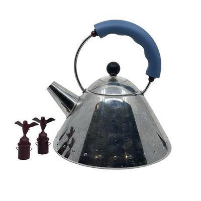 Lot 087  
Vintage Michael Graves Water Kettle 9093 with Two Bird Whistles, by Alessi