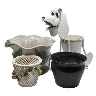 Lot 246  
Assorted Planters and Metal Work Garden Poodle