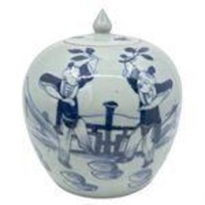 Lot 146  
Antique Chinese Ginger Jar Blue & White Over Celadon