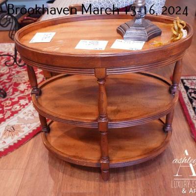 Occasional Oval Tiered- side table (25”h x 17”d x 25”l) 