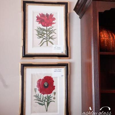 ART - Red  Flower Black frame #1 (22â€ x 17â€)
