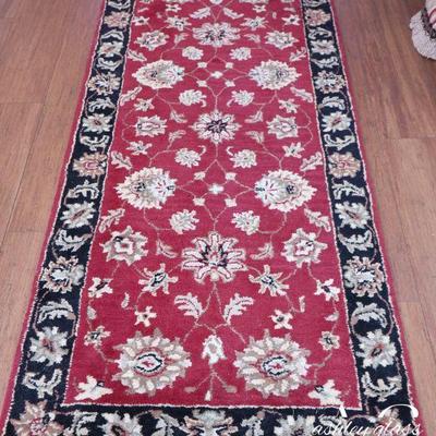 RUG - Runner (30” x 10’) rust color w/ cream color floral and black border