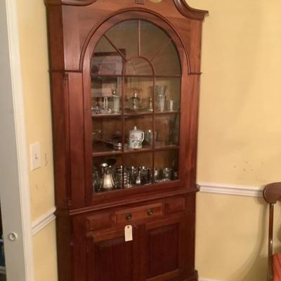 $495 Corner cabinet with heart shelves 87"H 41"L 18"depth