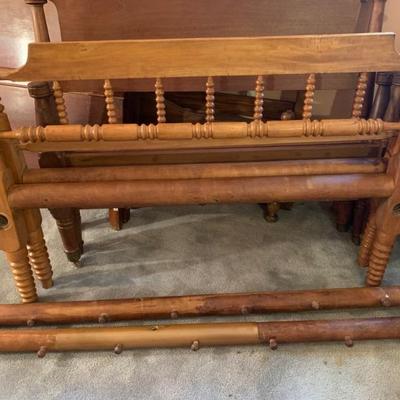 Jenny Lind rope bed full/twin bed maple? Side rails one with copper $249