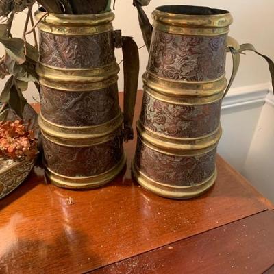 Antique brass beer stein type 