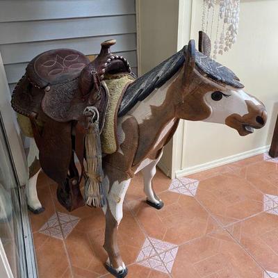 Tall Wood Carved Horse