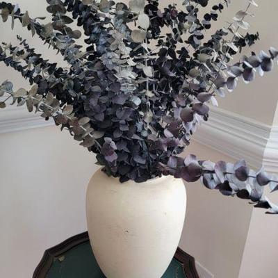 Clay vase w/dry foliage