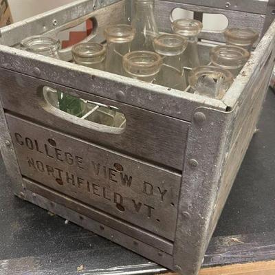 milk crate w/bottles