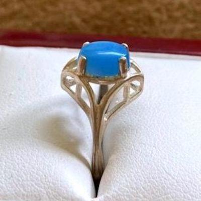 HGS021 Blue Lace Agate SS Ring SZ 6