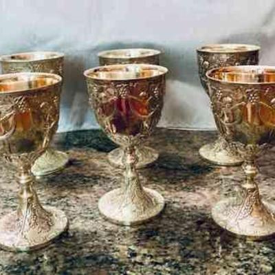 HGS039 Set Of 6 Japanese Decorated Chalices 