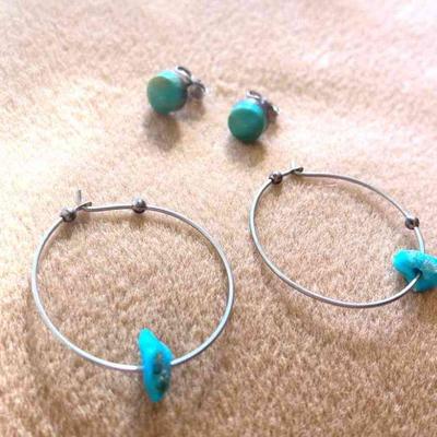 HGS030 Turquoise SS Earrings X2