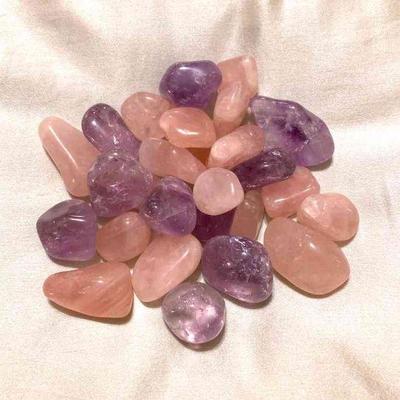 HGS002 Amethyst And Rose Quartz Tumbled