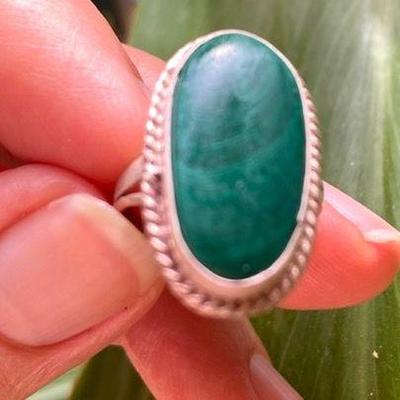 HGS020 Malachite SS Ring SZ 5.5