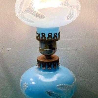 HGS091 Antique Blue Glass Lamp