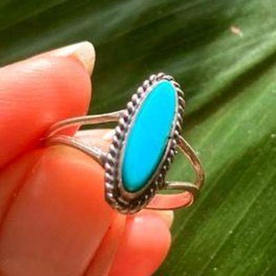HGS019 Turquoise SS Ring SZ 6