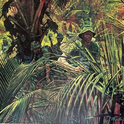 A National Heritage Painting Army Guard In South Vietnam War 1969 Signed By Mort Kunstler