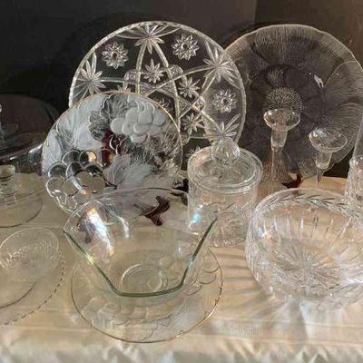 Clear glass plates and bowls