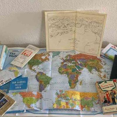 Vintage maps and travel brochures
