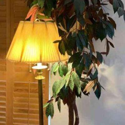 Faux plant and standing lamp