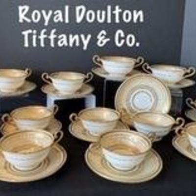 Vintage Tiffany & Co Royal Doulton Creams and Under Plates 
