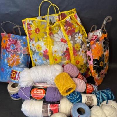 Retro Bags Full of Knitting & Crochet Supplies
