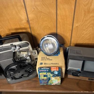 Vintage Super 8 Movie Light, Projector Reel plus Apollo 11 film etc