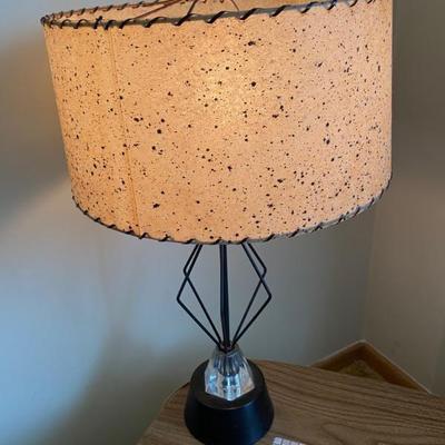 Mid Century Abstract PAIR Table Lamps with Fiberglass Shades