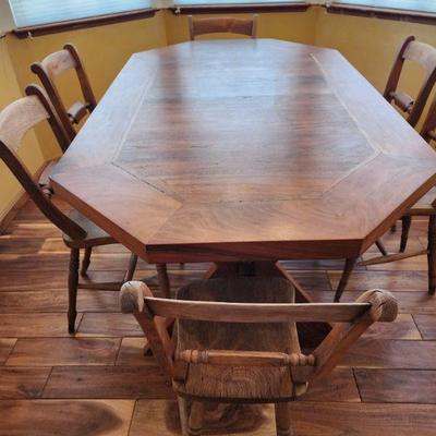 Hand crafted black oak dining table with chairs