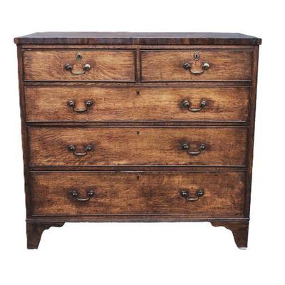 Two Over Three English Chest of Drawers
43â€H x 46â€W x 21â€D