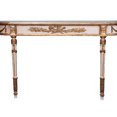 1960s Louis XVI Style Console and Mirror  Console  34H x 56W x 16D