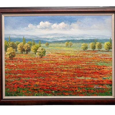 Large Framed Landscape Oil, Signed Abbott
60â€H x 56â€W