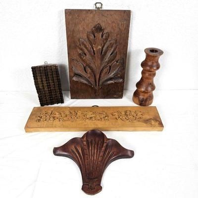 Vintage Wooden Decor Collection - Carved Art Pieces, Rustic Home Decor