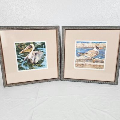 Set of Two Coastal Original Art Watercolors by Elizabeth Hahn - Both 16