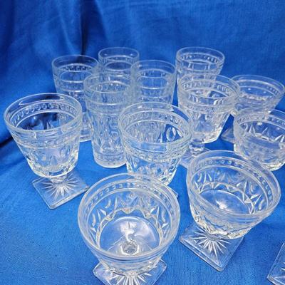Set of 11 Colony Park Lane Footed Goblets and champaign /sorbet glasses Plus 4 Water Glasses