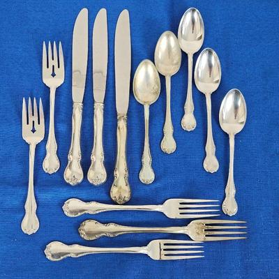 Set of Towle French Provincial Sterling Flatware w/ Storage Box - 13 pcs - 383g excl. knives