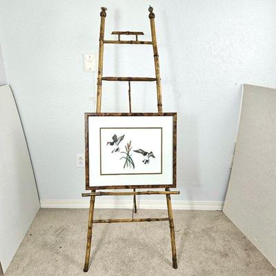Fun Bamboo Free Standing Easel Plus Framed Limited Edition Art of Ducks - Signed by Unknown Artist