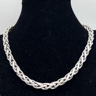 S Sterling Silver Spiral Chain Chunky Statement Necklace- 16