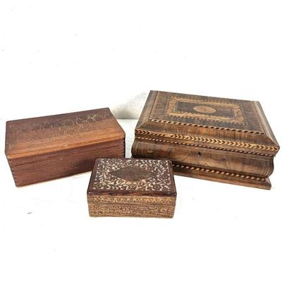 Vintage Wooden Box Collection - Handcrafted Decorative Storage Pieces 