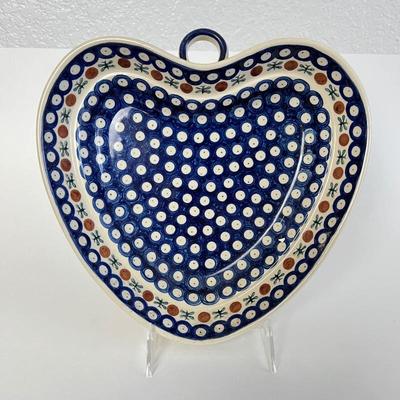 Boleslawiec Polish Pottery Serving Dishes, Hand-Painted Peacock Design