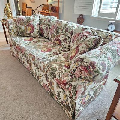 Floral Patterned Drexel Heritage Upholstered Sofa with Down-Filled Removable Cushions
