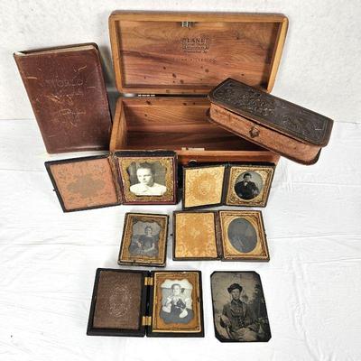  Lot of Antique Photos Plus Small Vintage Lane Cedar Chest and More