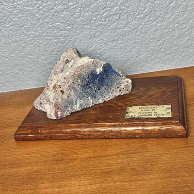 Original Piece of 1989s Berlin Wall on Wood Base with U.S. Command Plaque